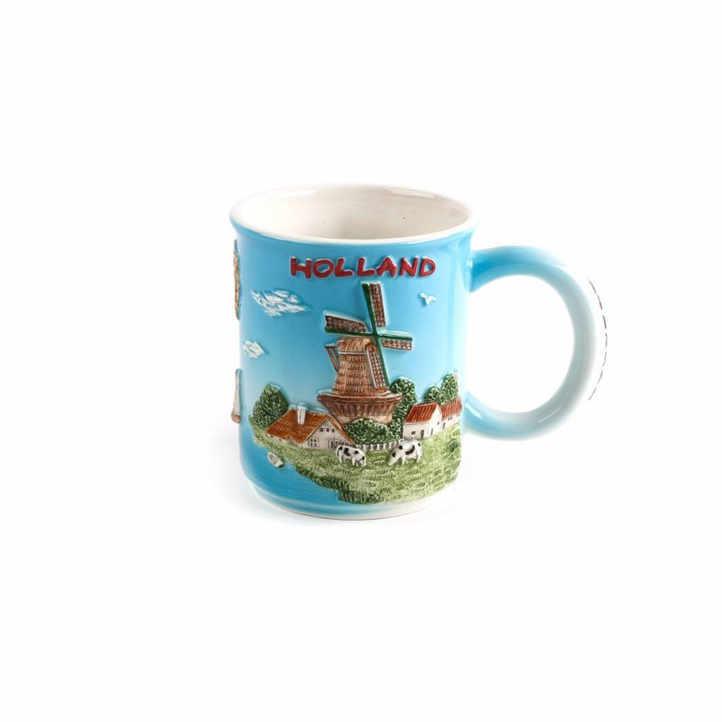 Beker met molen en Holland in kleuren Beker met molen en Holland in kleuren