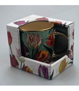 Beker pretty tulips groen/goud incl luxe kadoverpakking Beker pretty tulips groen/goud incl luxe kadoverpakking
