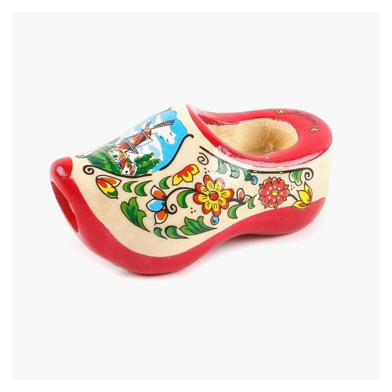 Dasklompje van 7 cm Rode zool + molendecor/bloemetjes Dasklompje van 7 cm Rode zool + molendecor/bloemetjes