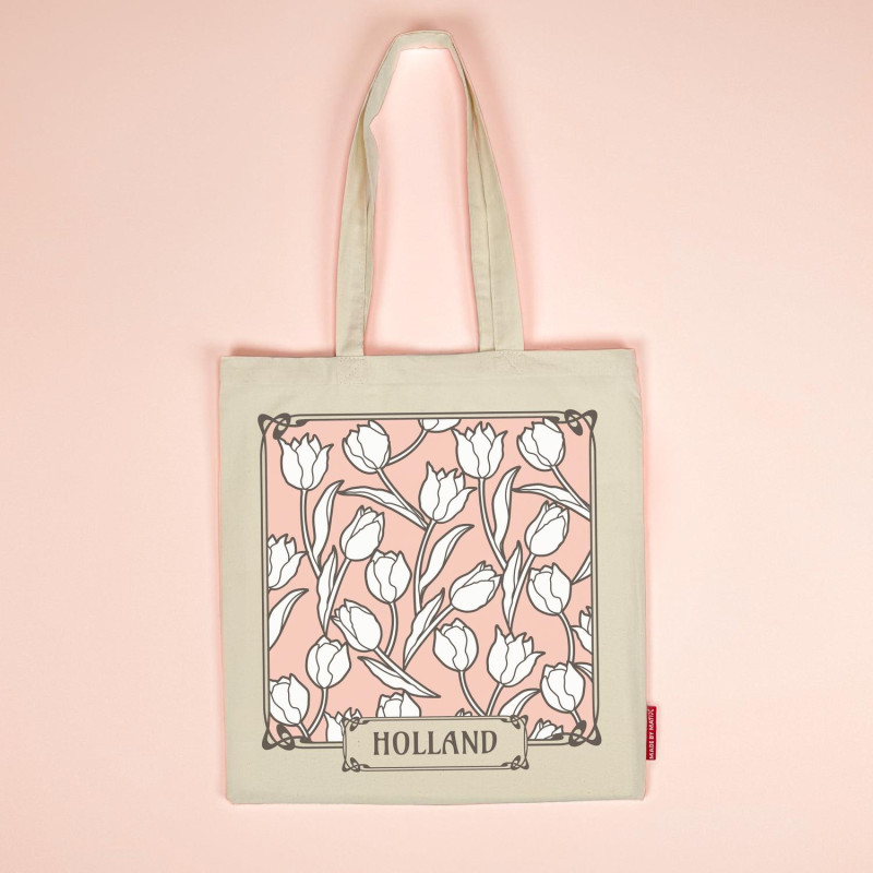 Katoenen tas Tulpen Holland - Wit - Nederlands souvenir