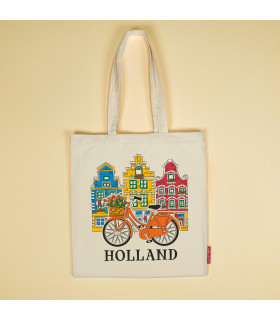 Katoenen tas Happy Houses Holland - Hollandse souvenir