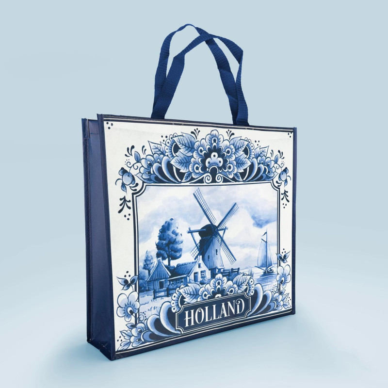 Delftsblauwe shopper met molen - Typisch Hollands design Delftsblauwe shopper met molen - Typisch Hollands design