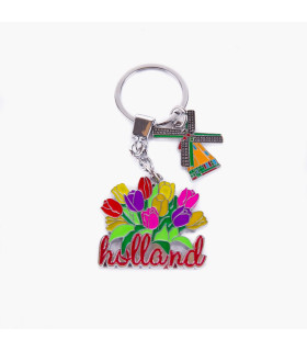 Hollandse souvenir sleutelhanger met tulpen