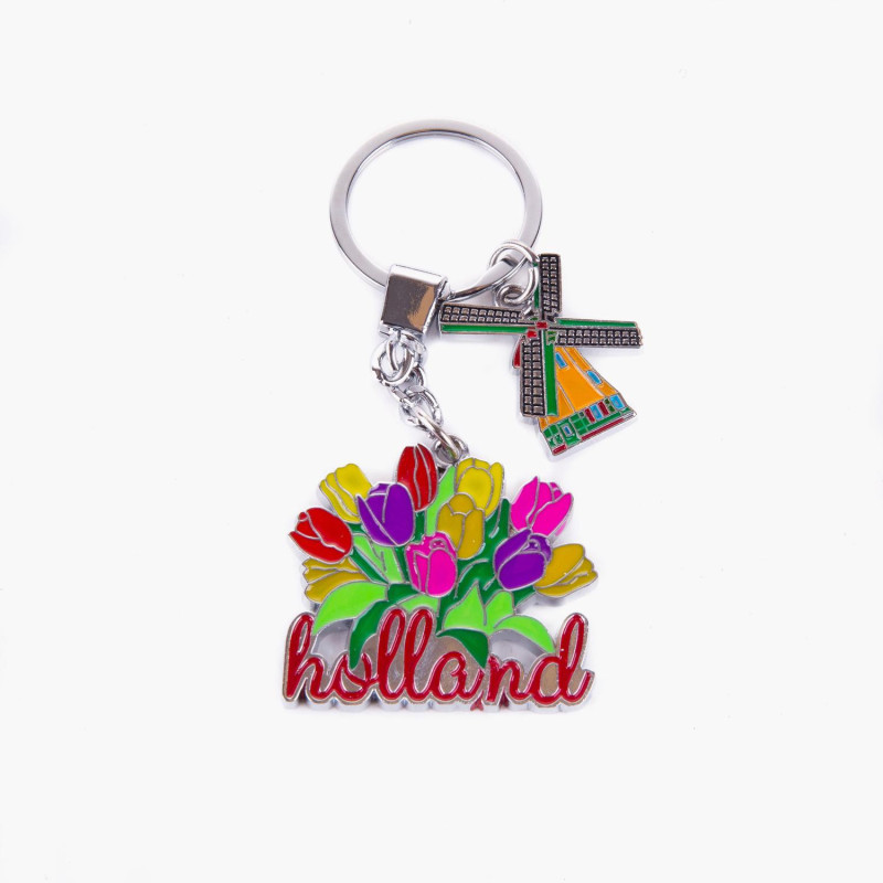 Hollandse souvenir sleutelhanger met tulpen Hollandse souvenir sleutelhanger met tulpen