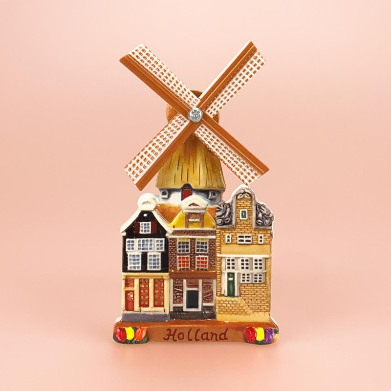 Hollandse Stadsmolen Magneet - Kleurrijk en Draaiend Hollandse Stadsmolen Magneet - Kleurrijk en Draaiend