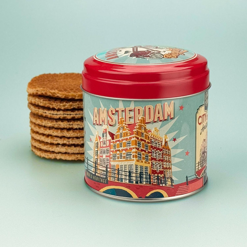 Uniek cadeau: Stroopwafelblik Amsterdam Uniek cadeau: Stroopwafelblik Amsterdam
