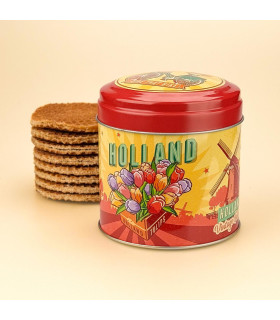 Stroopwafels blik | Hollandse souvenir | Tulpen & fiets Stroopwafels blik | Hollandse souvenir | Tulpen & fiets