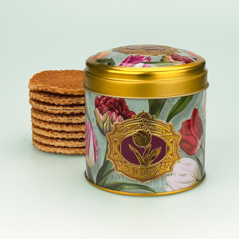 Stroopwafel blik cadeau | Tulpenprint | Uniek souvenir Stroopwafel blik cadeau | Tulpenprint | Uniek souvenir