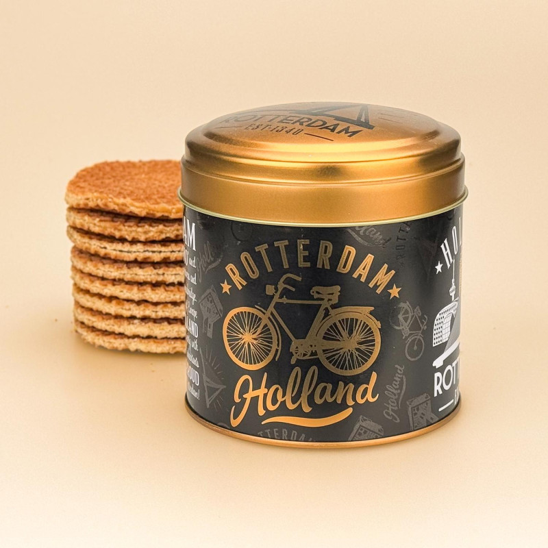 Rotterdam Stroopwafels | Blik met 8 wafels en stadsbeelden Rotterdam Stroopwafels | Blik met 8 wafels en stadsbeelden