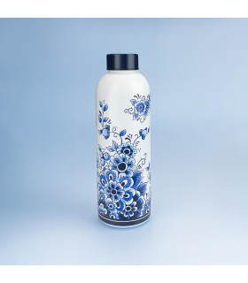 Uniek Cadeau: Waterfles met Delfts Blauw Bloemenpatroon