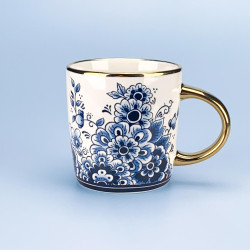 Delfts Blauwe Mok met Bloemmotief - Compacte Afmetingen - Geschenkidee
