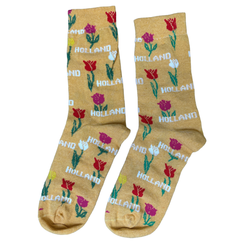 Kleurrijke Sokken met Tulpenprint | Oranje Hollandse Stijl Kleurrijke Sokken met Tulpenprint | Oranje Hollandse Stijl