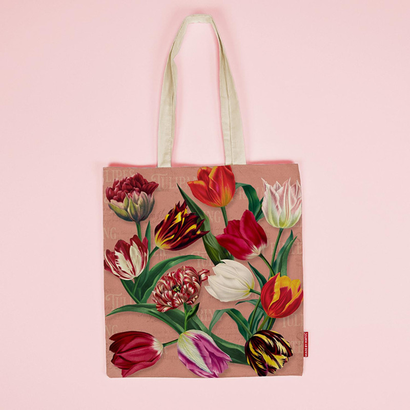 Pretty Tulips Tote Bag Roze - Stijlvolle Katoenen Tas met Geborduurde Bloemen Pretty Tulips Tote Bag Roze - Stijlvolle Katoenen Tas met Geborduurde Bloemen
