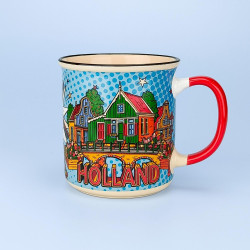 Kleurrijke Holland Beker | Keramische Mok met Molen en Huisjes Kleurrijke Holland Beker | Keramische Mok met Molen en Huisjes