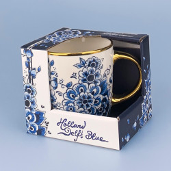 Delfts Blauwe Mok met Bloemmotief - Compacte Afmetingen - Geschenkidee Delfts Blauwe Mok met Bloemmotief - Compacte Afmetingen - Geschenkidee