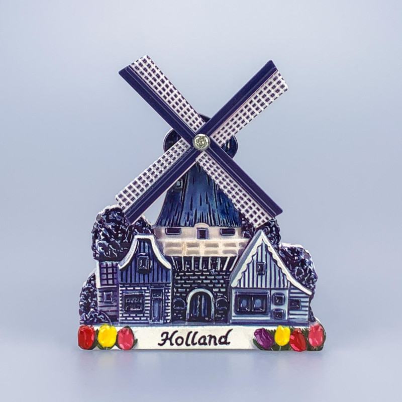Gedetailleerde 3D Molen Magneet - Polyprint Hollandse Scène Gedetailleerde 3D Molen Magneet - Polyprint Hollandse Scène
