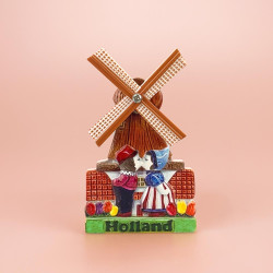 Koelkastmagneet Molen Kuspaar | Typisch Nederlandse Klederdracht