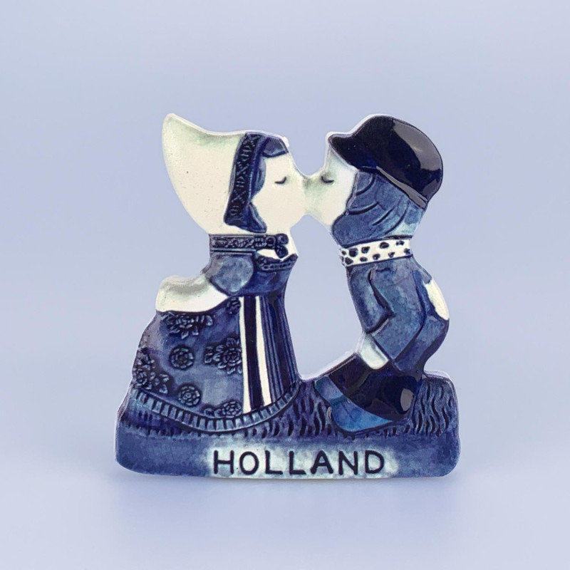 Klederdracht Kuspaar Magneet | Delftsblauw Oer-Hollands Aandenken
