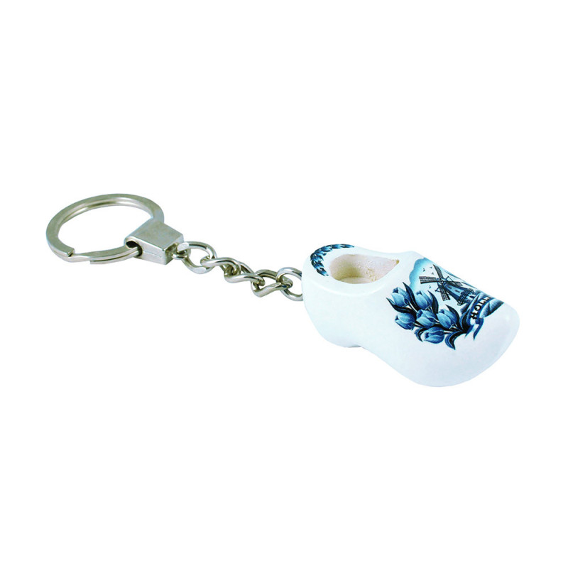 Sleutelhanger met 1 klompje van 4 cm Delfts Blauw