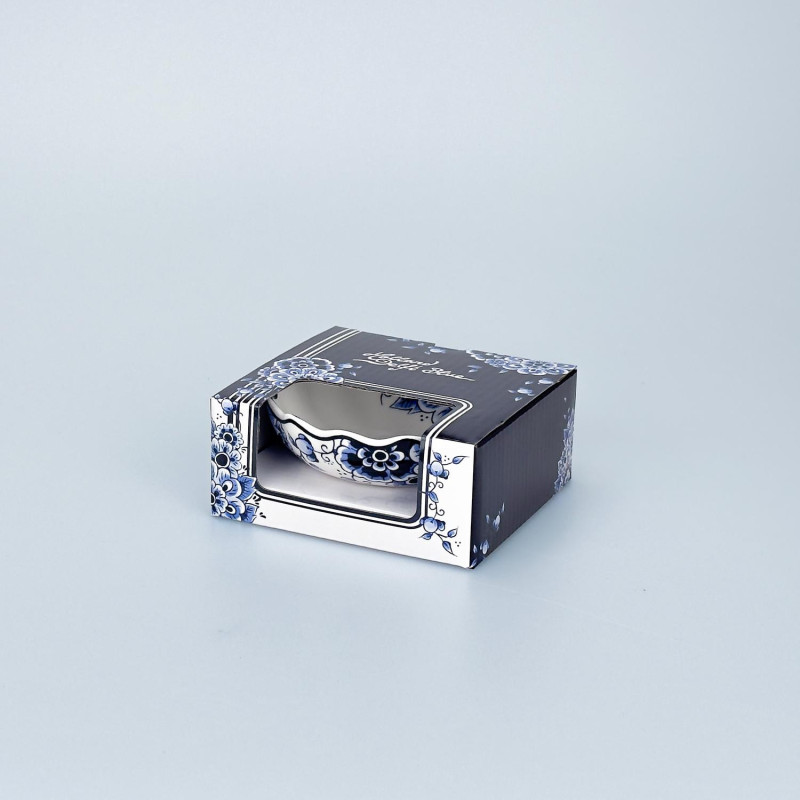 Klassieke Schaal Delftsblauw 102 x 102 x 35 mm | Bloemenmotief | Habermehl