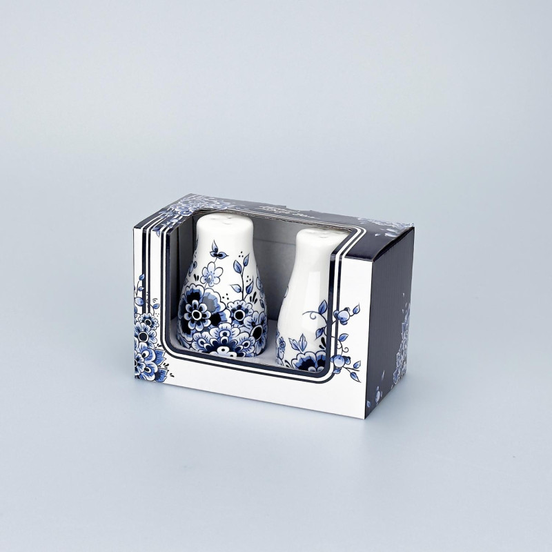 Klassiek Peper- en Zoutstel Delftsblauw | Bloemenmotief | Habermehl