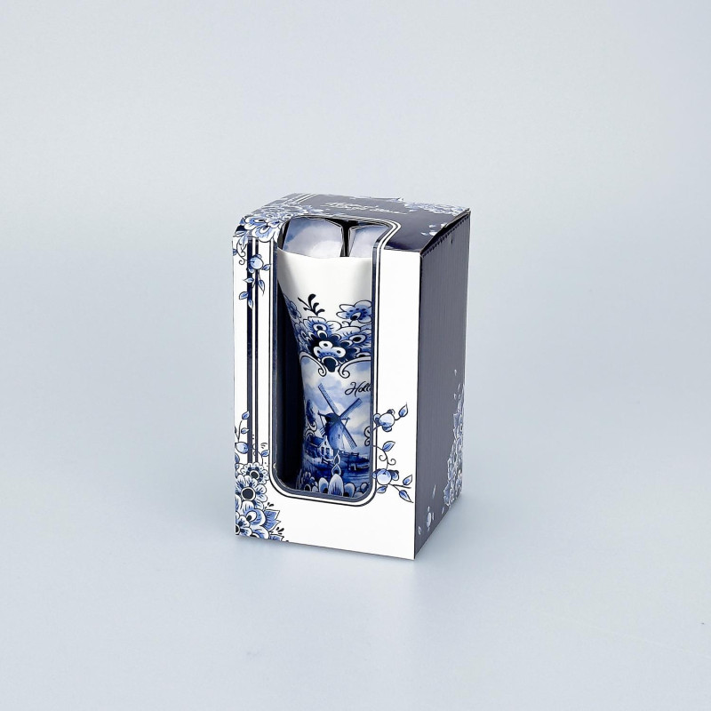 Klassieke Delftsblauwe Vaas 80x80x123 mm | Molen Decor | Habermehl