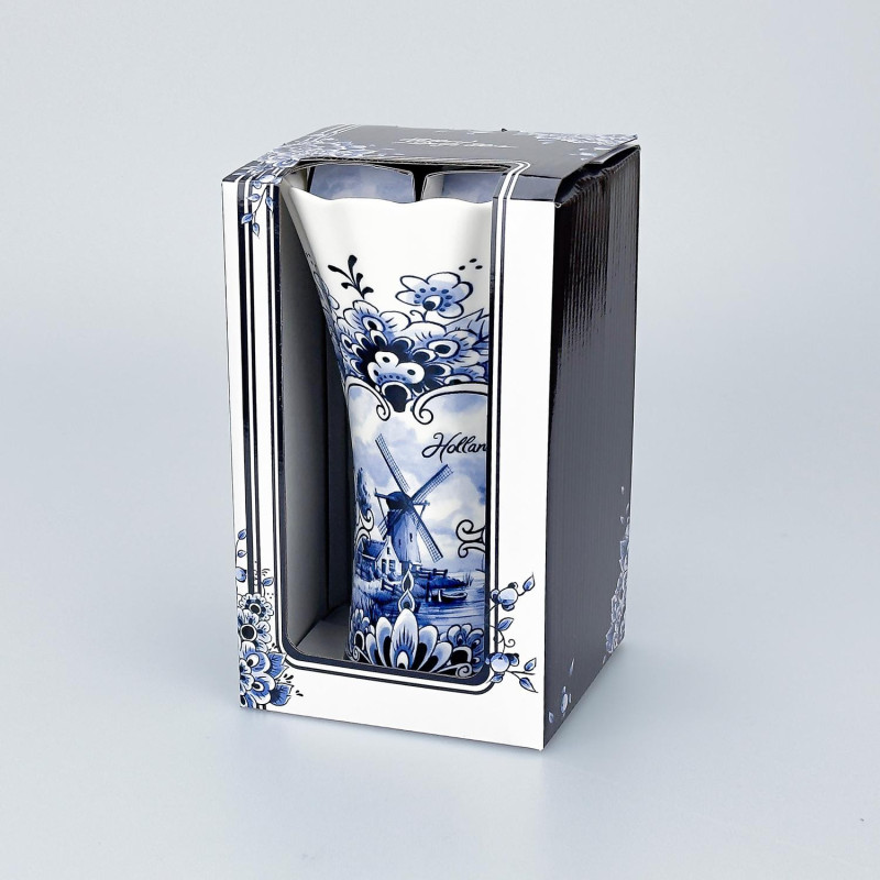 Klassieke Delftsblauwe Vaas 107x107x175 mm | Molen Decor | Habermehl