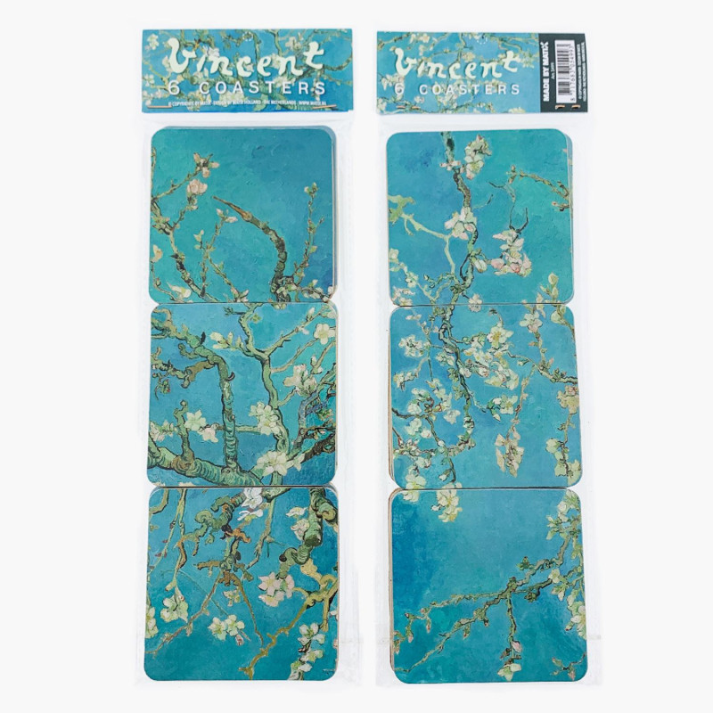 Onderzetters Set Van Gogh 'Amandelbloesem' - Tafelbeschermers met Kurk - Cadeautip Onderzetters Set Van Gogh 'Amandelbloesem' - Tafelbeschermers met Kurk - Cadeautip