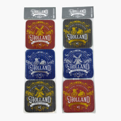 Vintage Holland Onderzetters - Set van 6 - Retro Design met Kurk