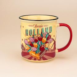 Holland Beker Vintage Tulips - Geel/Rood - 12 cm