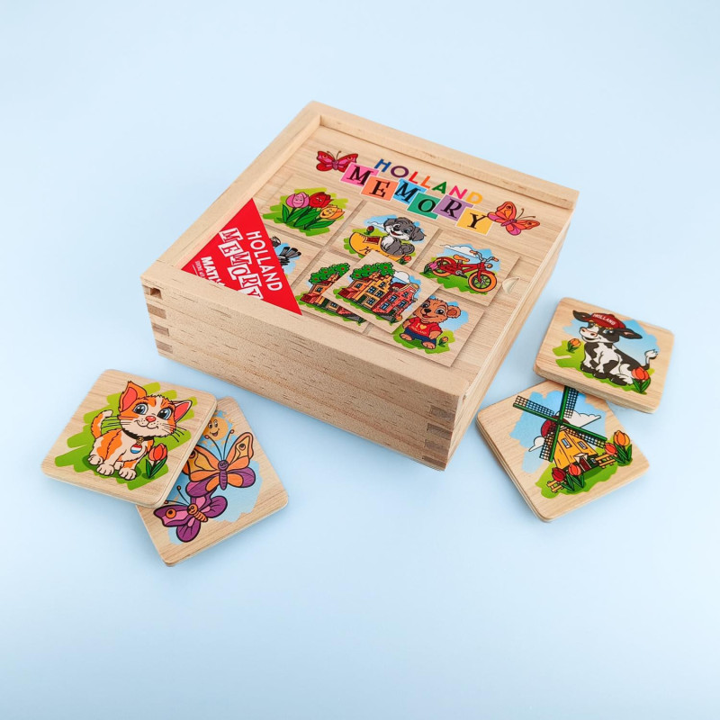 Duurzaam Memory Spel van Hout – Holland Illustraties Duurzaam Memory Spel van Hout – Holland Illustraties