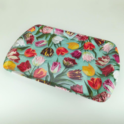 Dienblad Melamine Pretty Tulips Groen 36x24 cm | Bloemen Dienblad