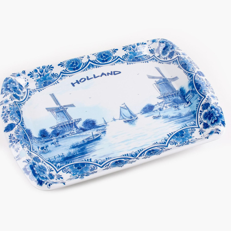 Dienblad Melamine 36x24 cm Holland Delftsblauw met Molens