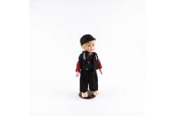 Pop in klederdracht man Volendam Zwart/Rood 26 cm