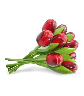 Boeket van 9 houten tulpen Red Aubergine Boeket van 9 houten tulpen Red Aubergine