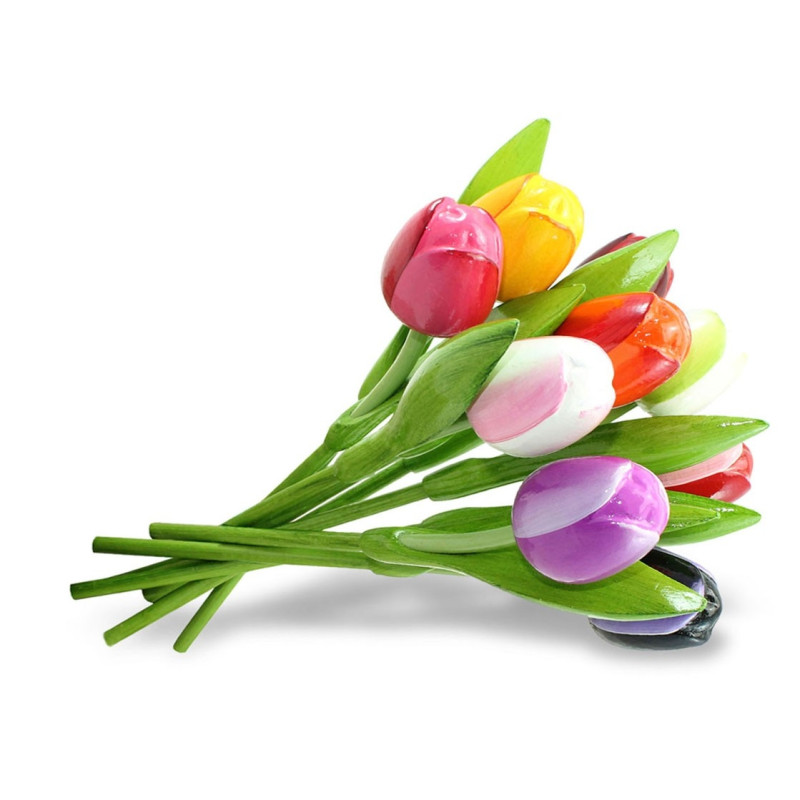 Boeket van 9 houten tulpen Multi Color 2 Boeket van 9 houten tulpen Multi Color 2
