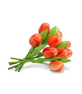 Boeket van 9 houten tulpen Orange Boeket van 9 houten tulpen Orange