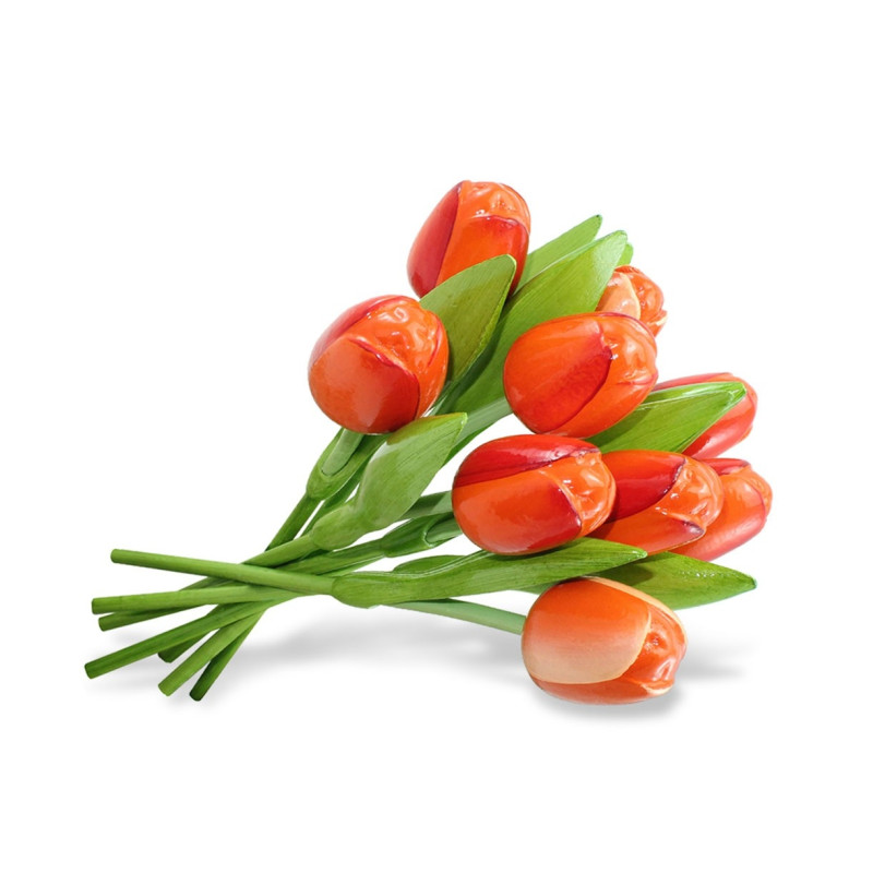 Boeket van 9 houten tulpen Orange Boeket van 9 houten tulpen Orange