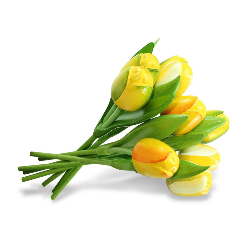 Boeket van 9 houten tulpen Yellow Boeket van 9 houten tulpen Yellow