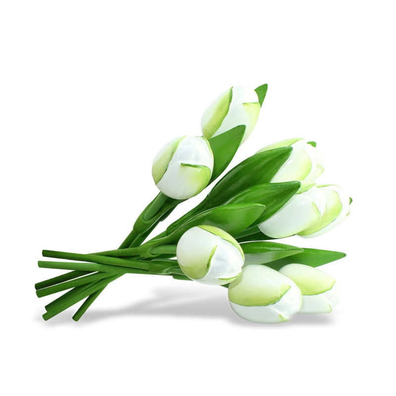 Boeket van 9 houten tulpen White Boeket van 9 houten tulpen White