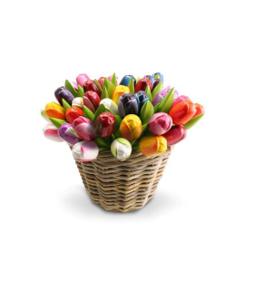 50 Tulpen in een rieten mand