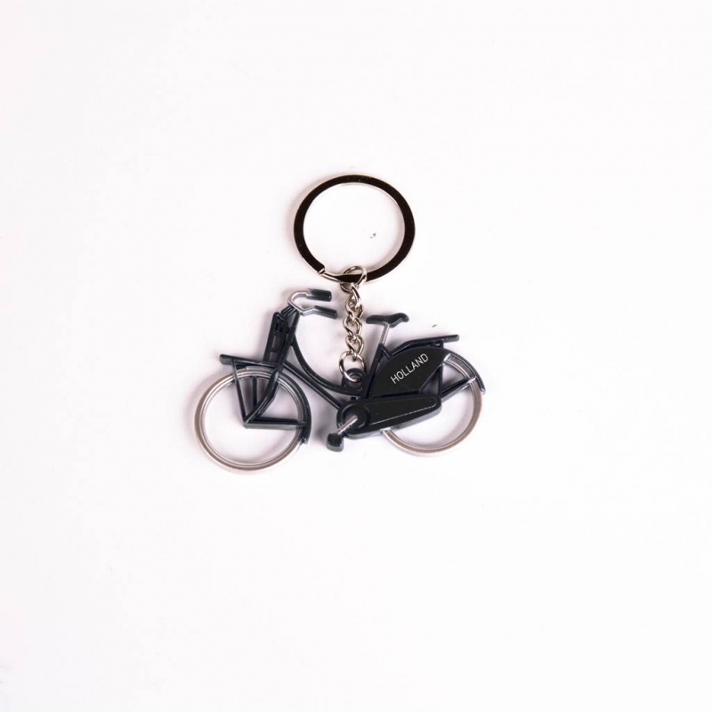 Beschietingen Modderig mosterd Sleutelhanger fiets metallic zwart. Leuk als souvenir of cadeautje!